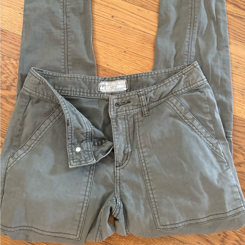 Free People Slim Fit Pants | Color: Faded Green/Grey | Size: 27